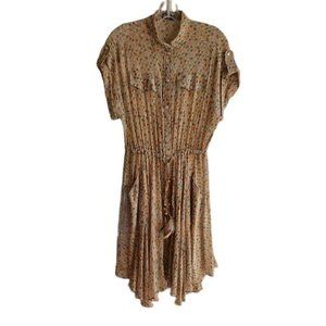 Dolce & Gabbana Beige Short Sleeve Floral Print Knee Length Dress